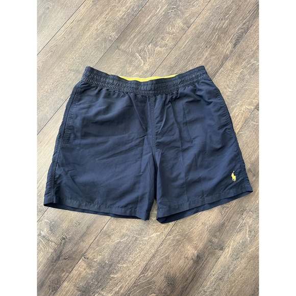 Polo Ralph Lauren Other - Polo‎ Ralph Lauren Men's Swim Trunks Solid Swimsuit Navy Blue w/ Yellow Small